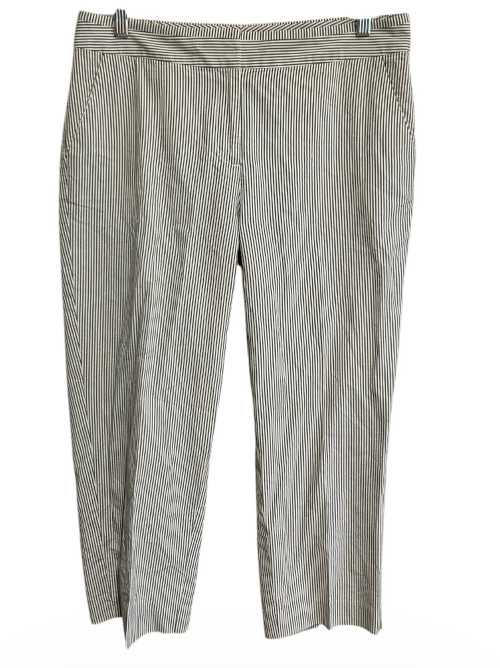 Talbots Capris Pants Size 8 Seersucker Gray White Coastal Preppy Nautical
